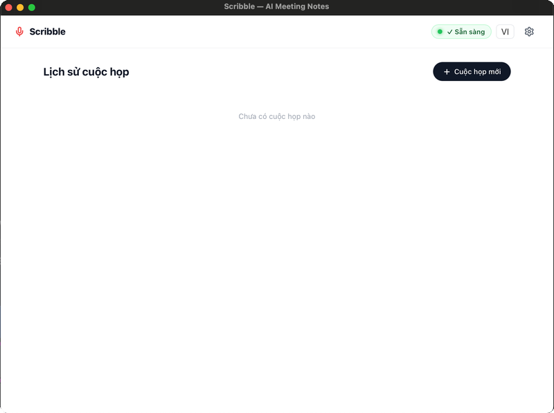 Scribble app main screen after successful installation on macOS