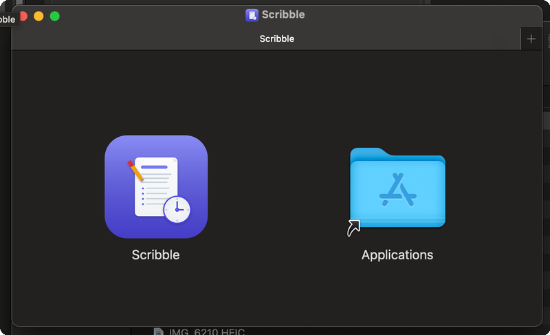 macOS DMG installer — drag Scribble icon to Applications folder