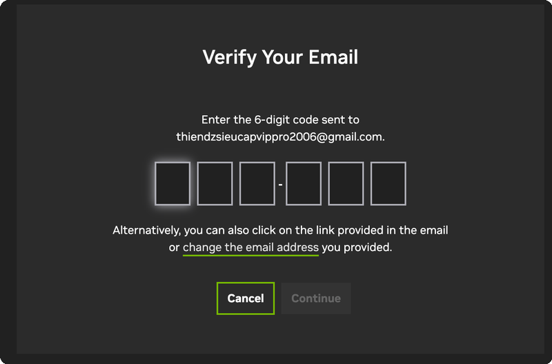 NVIDIA verify your email — enter 6-digit code