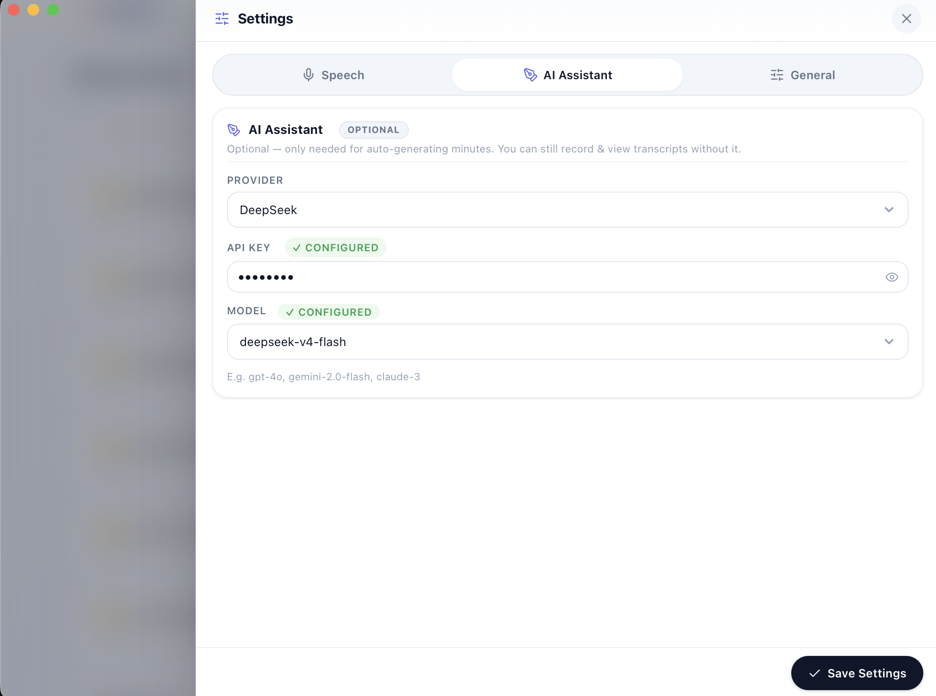 Scribble Settings — AI Assistant configuration